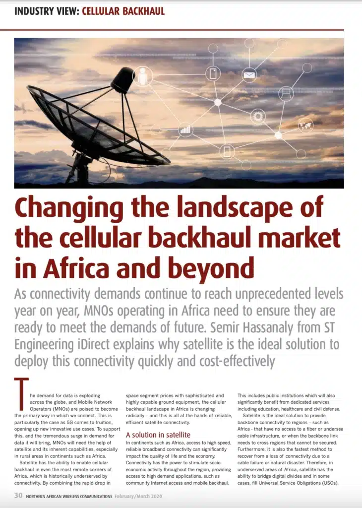 Changing the Landscape of the Cellular backhaul market in Africa and beyond