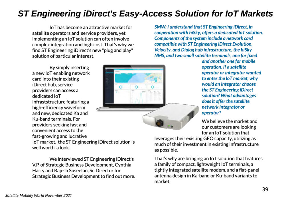 Article: ST Engineering iDirect's Easy Access Solution for IoT Markets